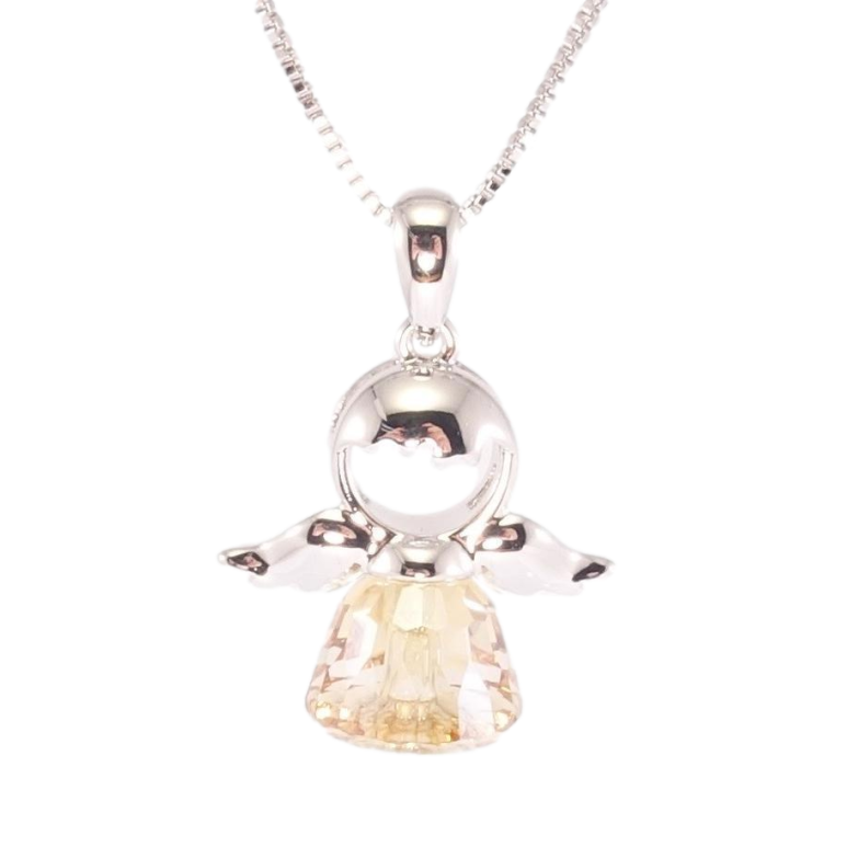 Кулон Xuping колір Родій з кр-ми Swarovski на ланцюжку Янгол із кристалом Golden Shadow дл. 38,5-44см х 1мм фото №4 Кулон Xuping колір Родій з кр-ми Swarovski на ланцюжку Янгол із кристалом Golden Shadow дл. 38,5-44см х 1мм фото №4