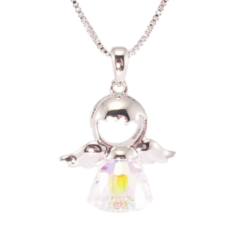 Кулон Xuping цвет Родий с кр-ми Swarovski на цепочке Ангел с кристаллом АВ дл. 38,5-44см х 1мм фото №4 Кулон Xuping цвет Родий с кр-ми Swarovski на цепочке Ангел с кристаллом АВ дл. 38,5-44см х 1мм фото №4