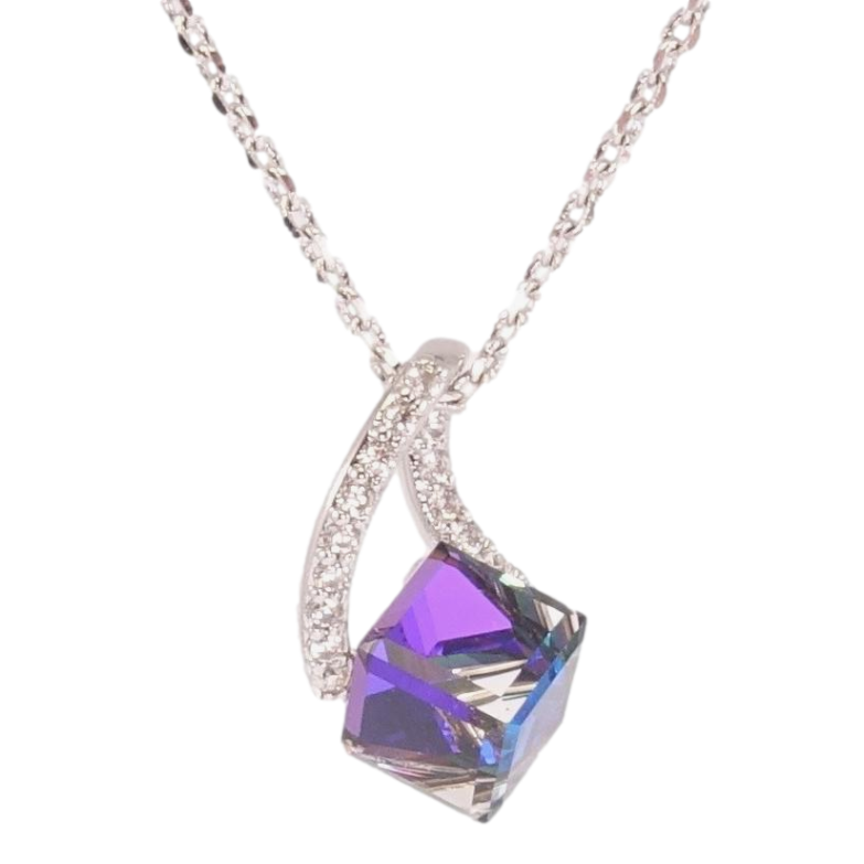 Кулон Xuping колір Родій з кр-ми Swarovski на ланцюжку Кристальний куб Majestic Blue з петелькою дл. 39-44,5см х фото №4 Кулон Xuping колір Родій з кр-ми Swarovski на ланцюжку Кристальний куб Majestic Blue з петелькою дл. 39-44,5см х фото №4