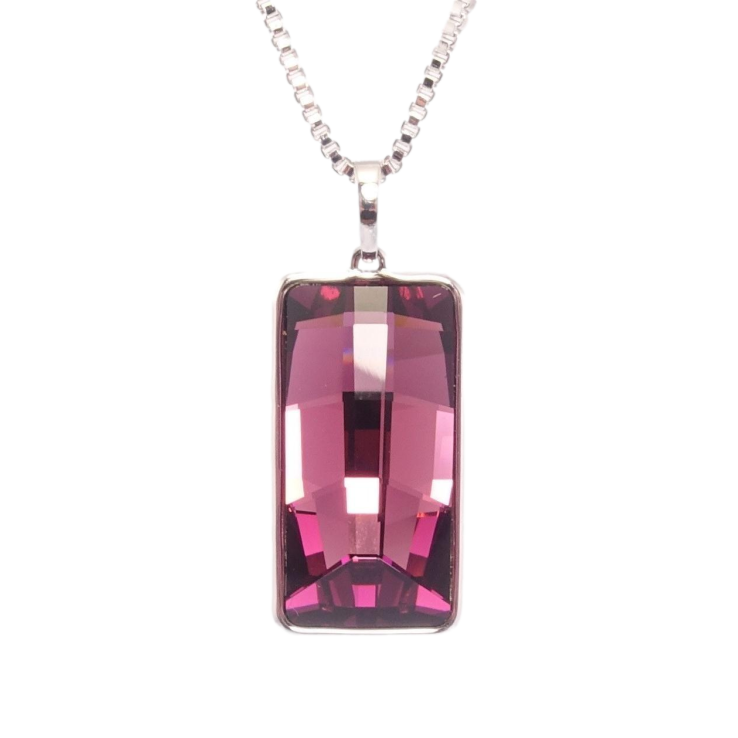 Кулон Xuping цвет Родий с кр-ми Swarovski на ц-ке Прямоугольный кристалл Amethyst дл.39-44см х 2мм фото №5 Кулон Xuping цвет Родий с кр-ми Swarovski на ц-ке Прямоугольный кристалл Amethyst дл.39-44см х 2мм фото №5