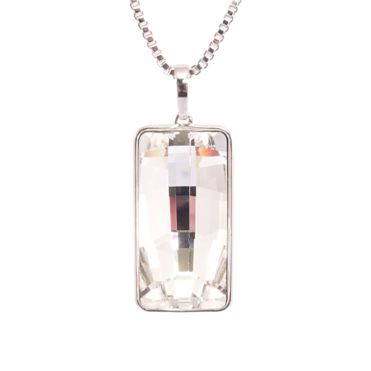 Кулон Xuping цвет Родий с кр-ми Swarovski на ц-ке Прямоугольный кристалл Clear дл.39-44см х 2мм фото №4 Кулон Xuping цвет Родий с кр-ми Swarovski на ц-ке Прямоугольный кристалл Clear дл.39-44см х 2мм фото №4