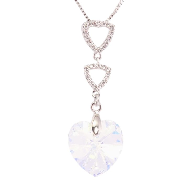 Кулон Xuping цвет Родий с кр-ми Swarovski на ц-ке Треугольники с кристальным сердечком Shimmer дл.42-47см х фото №17 Кулон Xuping цвет Родий с кр-ми Swarovski на ц-ке Треугольники с кристальным сердечком Shimmer дл.42-47см х фото №17