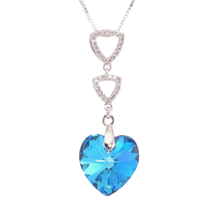Кулон Xuping колір Родій з кр-ми Swarovski на ланцюжку Трикутники з кристальним серцем Capri Blue дл.39,5-45см х фото №25 Кулон Xuping колір Родій з кр-ми Swarovski на ланцюжку Трикутники з кристальним серцем Capri Blue дл.39,5-45см х фото №25