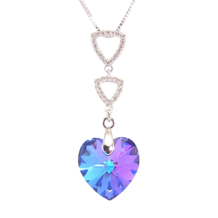 Кулон Xuping цвет Родий с кр-ми Swarovski на ц-ке Треугольники с кристальным сердечком Majestic Bl фото №11