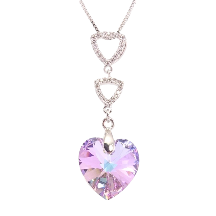 Кулон Xuping цвет Родий с кр-ми Swarovski на ц-ке Треугольники с кристальным сердечком Paradise Shinе фото №3 Кулон Xuping цвет Родий с кр-ми Swarovski на ц-ке Треугольники с кристальным сердечком Paradise Shinе фото №3