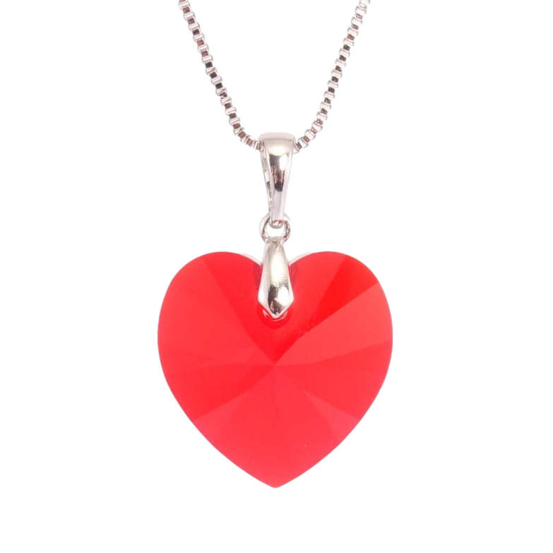 Кулон Xuping цвет Родий с кр-ми Swarovski на ц-ке Кристальное сердце Light Siam дл.40-45см х 1мм фото №15