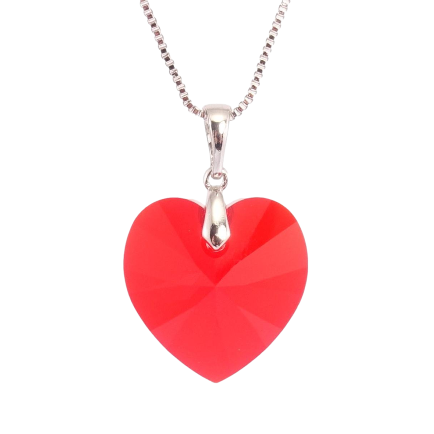 Кулон Xuping цвет Родий с кр-ми Swarovski на ц-ке Кристальное сердце Light Siam дл.40-45см х 1мм фото №1