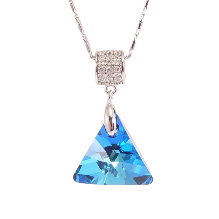 Кулон Xuping цвет Родий с кр-ми Swarovski на цепочке Кристальный треугольник Capri Blue дл.40-45см х 2мм фото №1 Кулон Xuping цвет Родий с кр-ми Swarovski на цепочке Кристальный треугольник Capri Blue дл.40-45см х 2мм фото №1