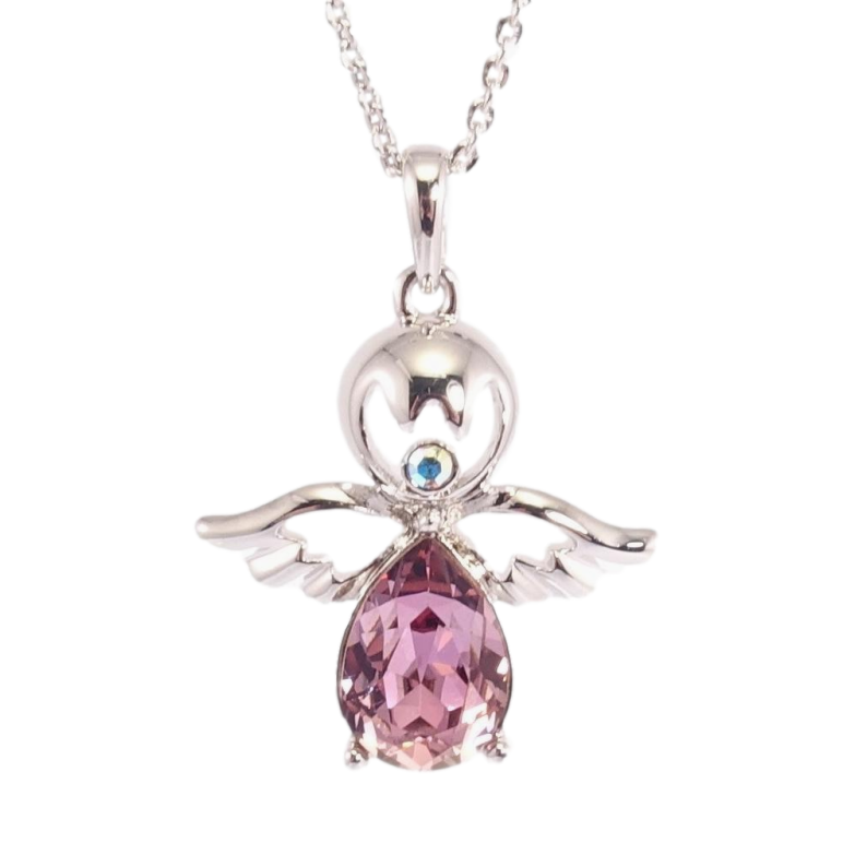 Кулон Xuping цвет Родий с кр-ми Swarovski на цепочке Ангел с кристаллом Amethyst дл.39-44см х 1мм фото №3 Кулон Xuping цвет Родий с кр-ми Swarovski на цепочке Ангел с кристаллом Amethyst дл.39-44см х 1мм фото №3