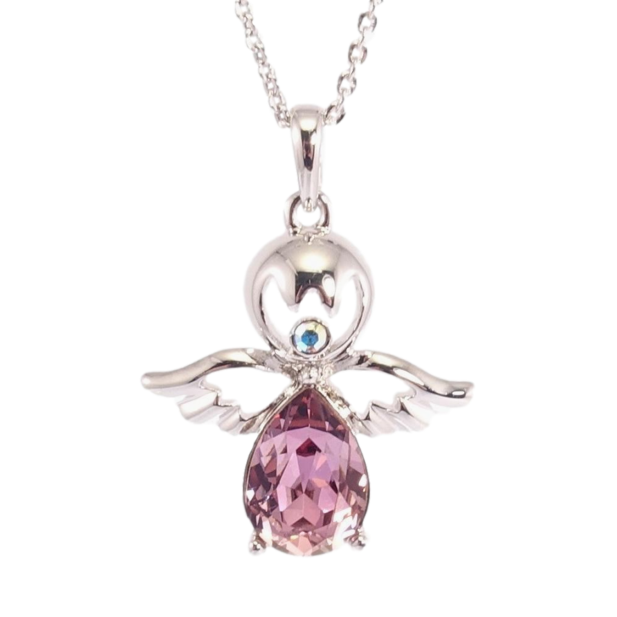 Кулон Xuping цвет Родий с кр-ми Swarovski на цепочке Ангел с кристаллом Amethyst дл.39-44см х 1мм фото №1 Кулон Xuping цвет Родий с кр-ми Swarovski на цепочке Ангел с кристаллом Amethyst дл.39-44см х 1мм фото №1
