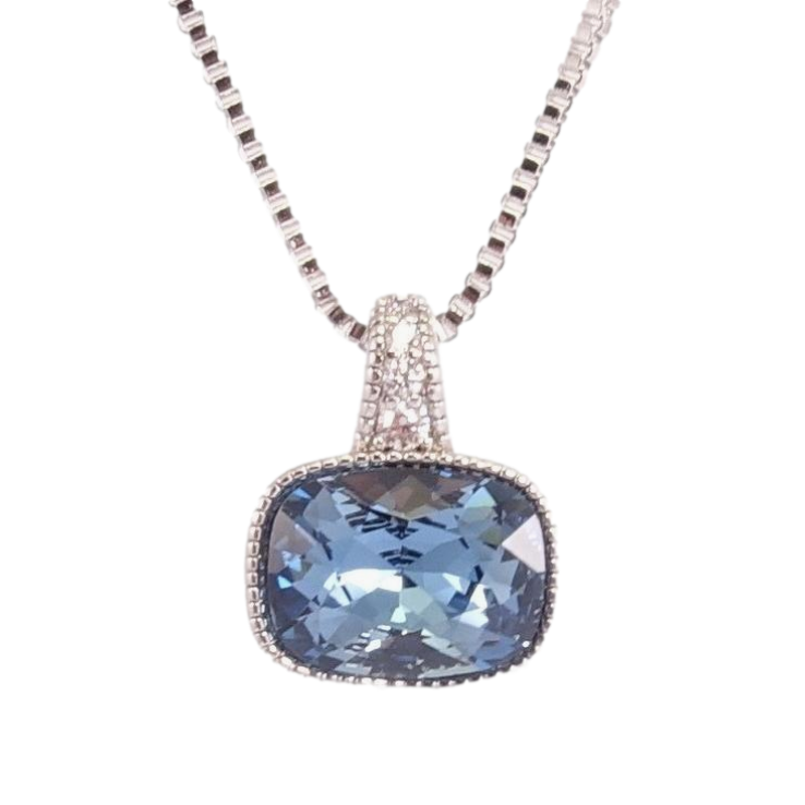 Кулон Xuping цвет Родий с кр-ми Swarovski на цепочке Кристалл Montana дл.40-45см х 1мм фото №5 Кулон Xuping цвет Родий с кр-ми Swarovski на цепочке Кристалл Montana дл.40-45см х 1мм фото №5