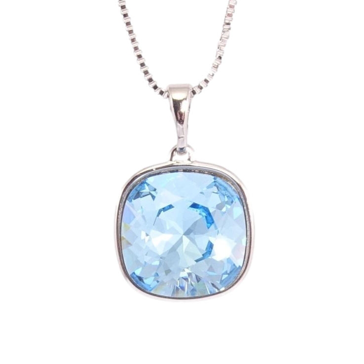 Кулон Xuping цвет Родий с кр-ми Swarovski на цепочке Кристалл Aquamarine дл.41-46см х 1мм фото №15 Кулон Xuping цвет Родий с кр-ми Swarovski на цепочке Кристалл Aquamarine дл.41-46см х 1мм фото №15