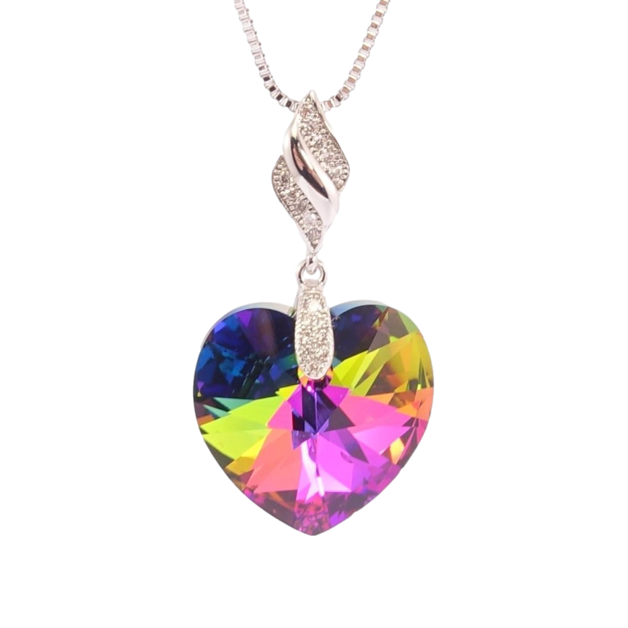 Кулон Xuping цвет Родий с кр-ми Swarovski на цепочке Кристальное сердце Vitrail Medium дл.42-47см х 1мм фото №1 Кулон Xuping цвет Родий с кр-ми Swarovski на цепочке Кристальное сердце Vitrail Medium дл.42-47см х 1мм фото №1