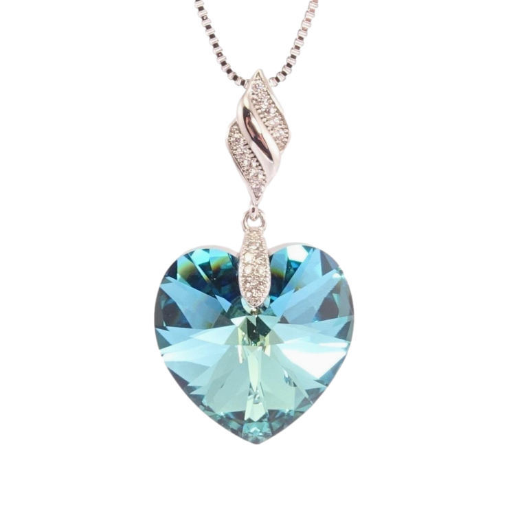 Кулон Xuping цвет Родий с кр-ми Swarovski на цепочке Кристальное сердце Metallic Blue дл.41-46см х 1мм фото №18 Кулон Xuping цвет Родий с кр-ми Swarovski на цепочке Кристальное сердце Metallic Blue дл.41-46см х 1мм фото №18
