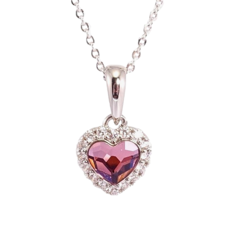 Кулон Xuping цвет Родий с кр-ми Swarovski на цепочке Кристальное сердце Amethy в обрамлении кристаллов фото №1