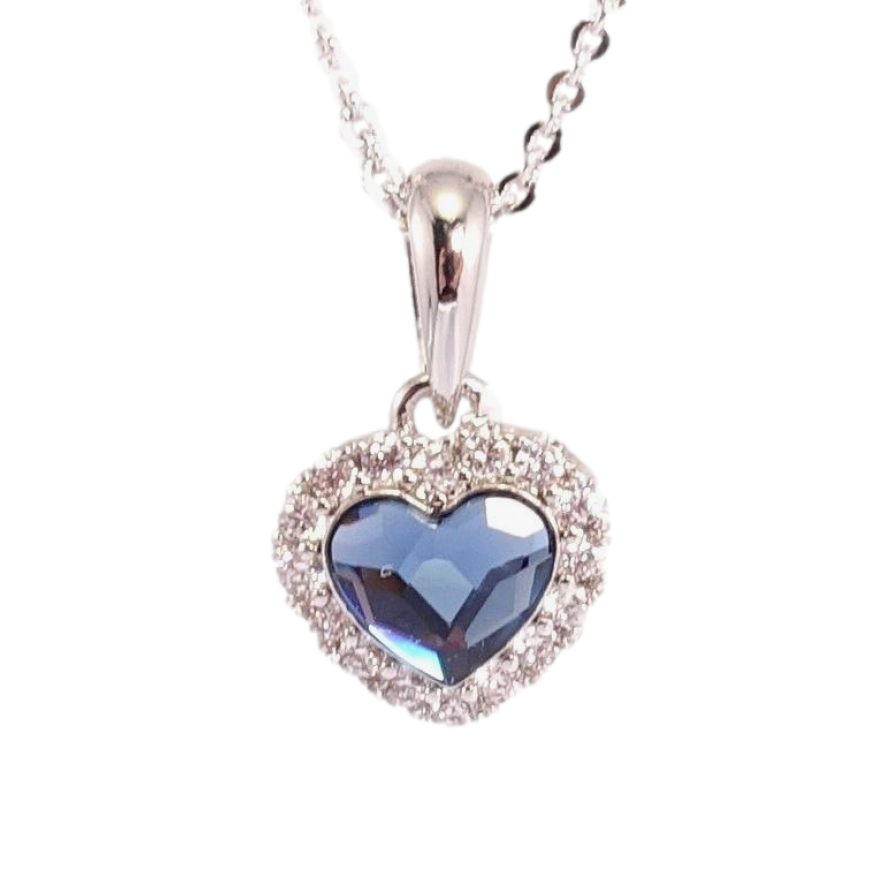 Кулон Xuping колір Родій з кр-ми Swarovski на ланцюжку Кристальне серце Denim в обрамленні дл.39-44см х фото №1 Кулон Xuping колір Родій з кр-ми Swarovski на ланцюжку Кристальне серце Denim в обрамленні дл.39-44см х фото №1