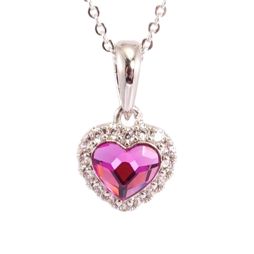 Кулон Xuping цвет Родий с кр-ми Swarovski на цепочке Кристальное сердце Fuchsi в обрамлении кристаллов фото №1 Кулон Xuping цвет Родий с кр-ми Swarovski на цепочке Кристальное сердце Fuchsi в обрамлении кристаллов фото №1