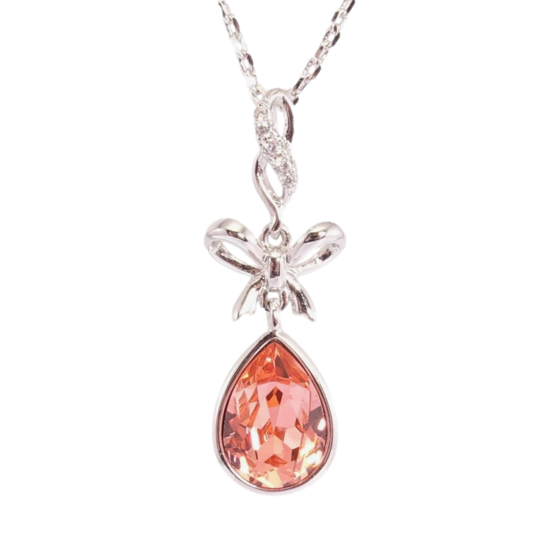 Кулон Xuping колір Родій з кр-ми Swarovski на ланцюжку Кристал Hyacinth з бантиком дл.41-46см х 1мм фото №4 Кулон Xuping колір Родій з кр-ми Swarovski на ланцюжку Кристал Hyacinth з бантиком дл.41-46см х 1мм фото №4