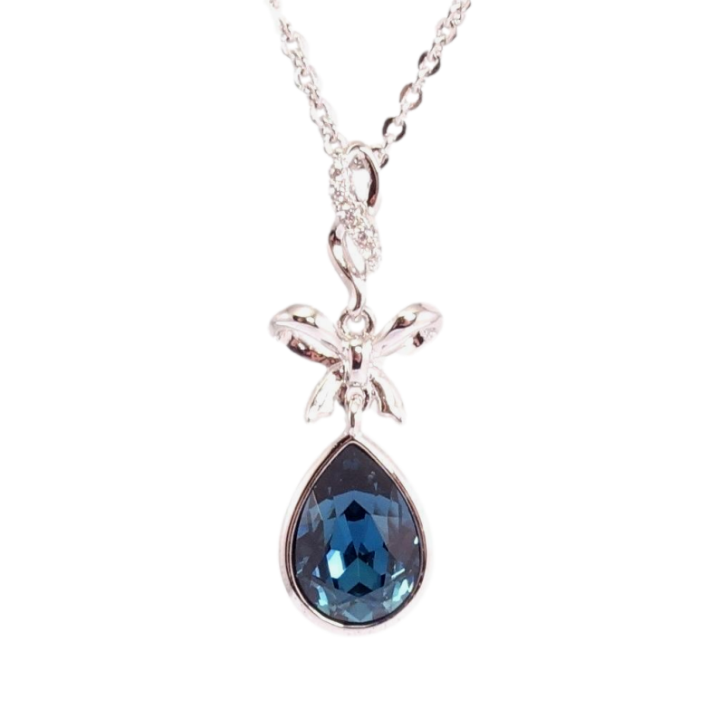 Кулон Xuping колір Родій з кр-ми Swarovski на ланцюжку Кристал Montana з бантиком дл.41-46см х 1мм фото №6 Кулон Xuping колір Родій з кр-ми Swarovski на ланцюжку Кристал Montana з бантиком дл.41-46см х 1мм фото №6