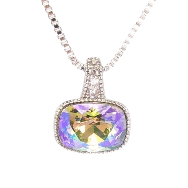 Кулон Xuping цвет Родий с кр-ми Swarovski на цепочке Кристалл Peridot Shimmer дл.40-45см х 1мм фото №5
