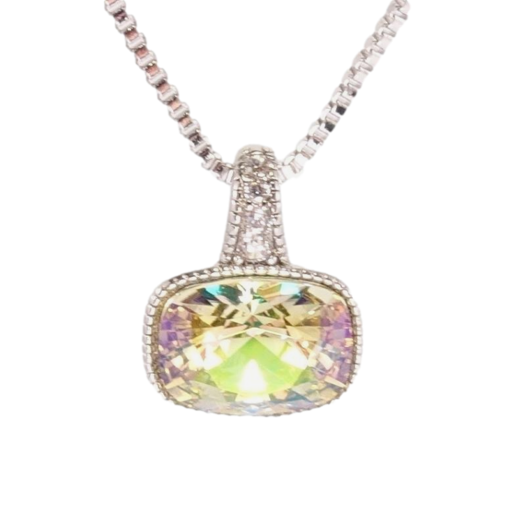 Кулон Xuping цвет Родий с кр-ми Swarovski на цепочке Кристалл Luminous Green дл.40-45см х 1мм фото №5 Кулон Xuping цвет Родий с кр-ми Swarovski на цепочке Кристалл Luminous Green дл.40-45см х 1мм фото №5
