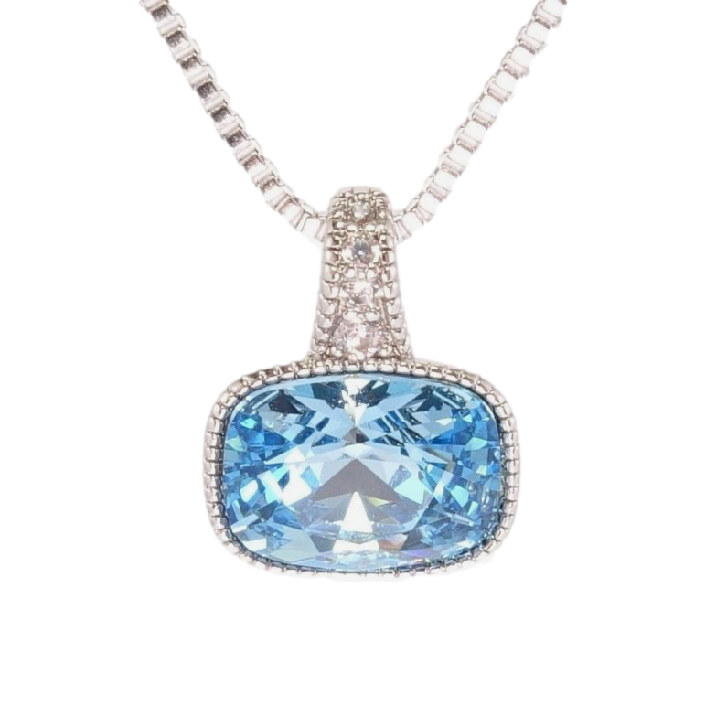 Кулон Xuping колір Родій з кр-ми Swarovski на ланцюжку Кристал Aquamarine дл.40-45см х 1мм фото №5 Кулон Xuping колір Родій з кр-ми Swarovski на ланцюжку Кристал Aquamarine дл.40-45см х 1мм фото №5