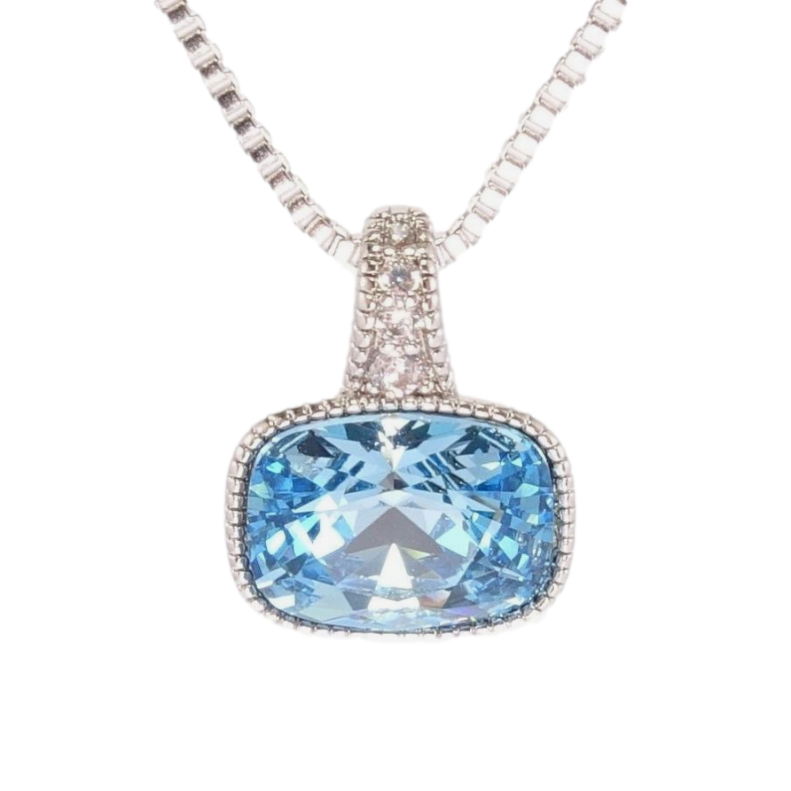 Кулон Xuping цвет Родий с кр-ми Swarovski на цепочке Кристалл Aquamarine дл.40-45см х 1мм фото №1 Кулон Xuping цвет Родий с кр-ми Swarovski на цепочке Кристалл Aquamarine дл.40-45см х 1мм фото №1