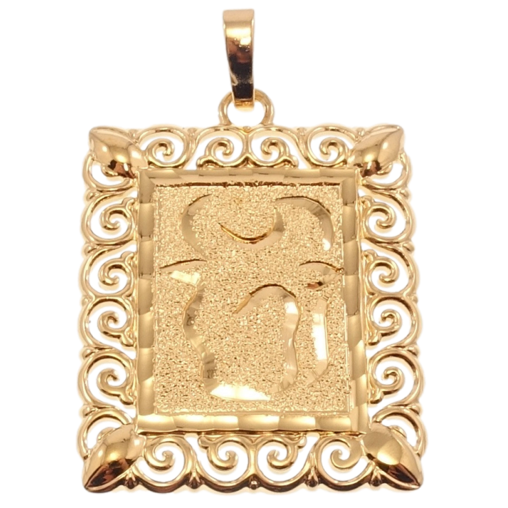 Кулон Xuping Позолота 18 К Прямоугольный Медальон Знак Зодиака Телец Напыление Шагрень Вензельная Оправа фото №6