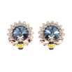 Серьги Xuping цвет Родий с кристаллами Swarovski пусеты "Цветочки с кристаллом Montana и пчелой" фото №2 Серьги Xuping цвет Родий с кристаллами Swarovski пусеты "Цветочки с кристаллом Montana и пчелой" фото №2