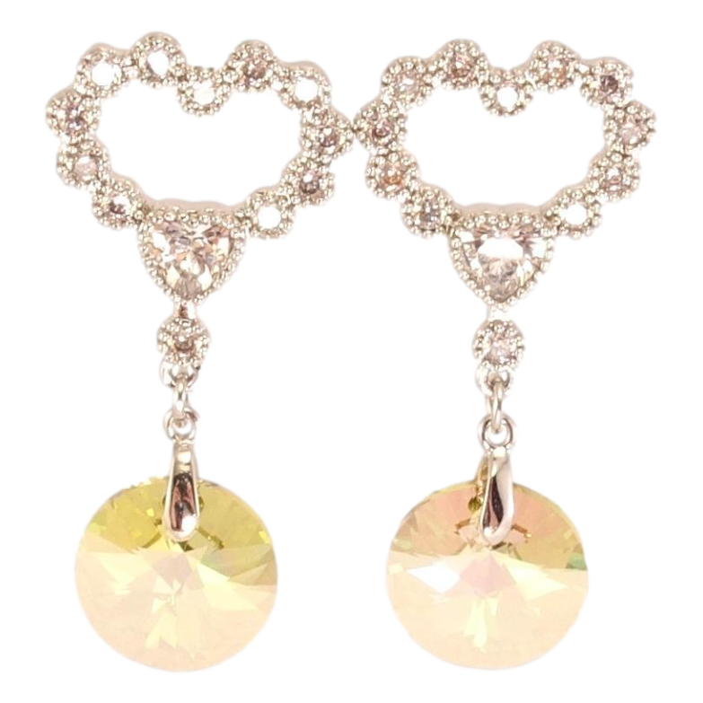 Сережки Xuping колір Родій з кристалами Swarovski пусети "Сердечка з підвіскою кристал Luminous Green" фото №4 Сережки Xuping колір Родій з кристалами Swarovski пусети "Сердечка з підвіскою кристал Luminous Green" фото №4