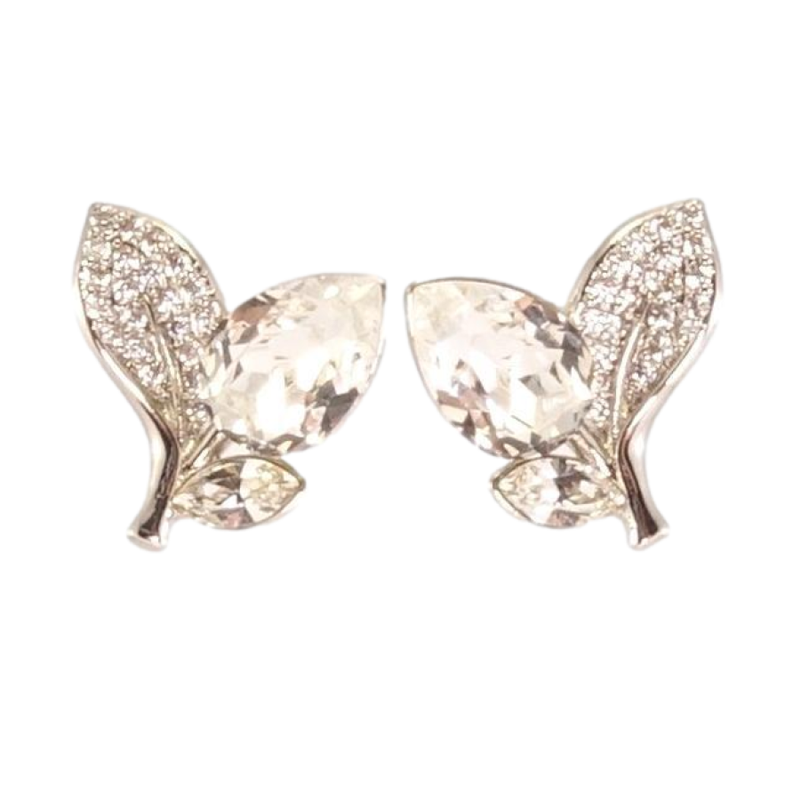 Сережки Xuping колір Родій з кристалами Swarovski пусети Кристальний бутон Сlear листочки інкрустація фото №1 Сережки Xuping колір Родій з кристалами Swarovski пусети Кристальний бутон Сlear листочки інкрустація фото №1