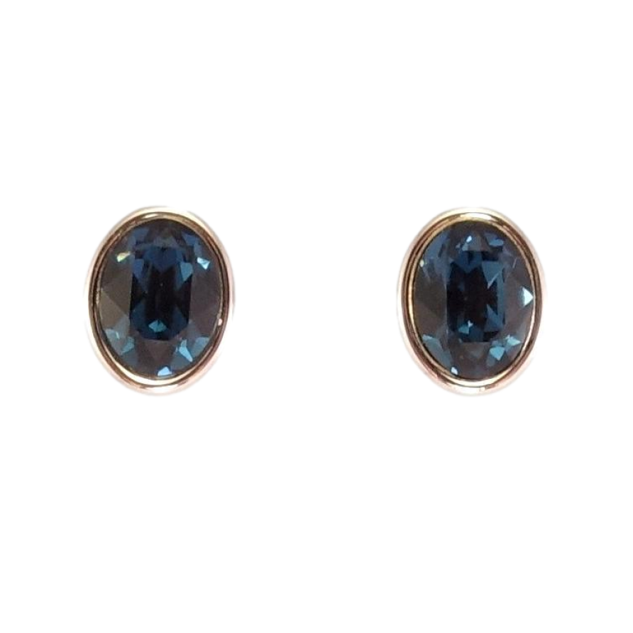 Сережки Xuping колір Родій з кристалами Swarovski пусети Овальні кристали Montana фото №1 Сережки Xuping колір Родій з кристалами Swarovski пусети Овальні кристали Montana фото №1