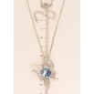 Кулон Xuping цвет Родий с кр-ми Swarovski на цепочке Бабочка с кубом Aquamarine и кристаллами дл.40-45см х фото №2