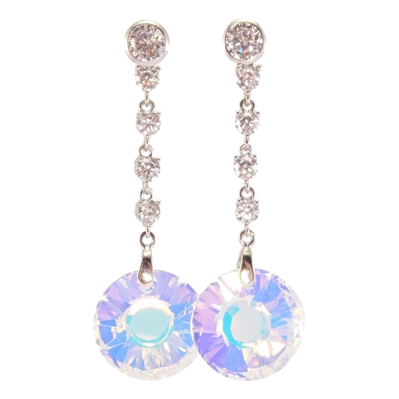 Серьги Xuping цвет Родий с кристаллами Swarovski пусеты Кристаллы Shimmer фото №19