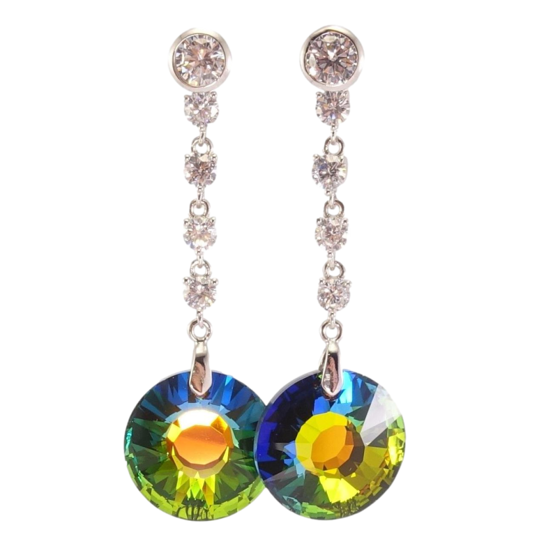 Сережки Xuping колір Родій з кристалами Swarovski пусети Кристали Vitrail Medium фото №7 Сережки Xuping колір Родій з кристалами Swarovski пусети Кристали Vitrail Medium фото №7