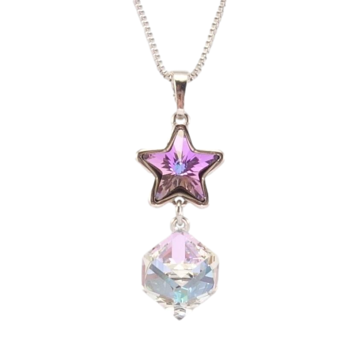Кулон Xuping цвет Родий с кр-ми Swarovski на цепочке Звезда с кубом кристалл Paradise Shine дл. 40-45см х фото №7