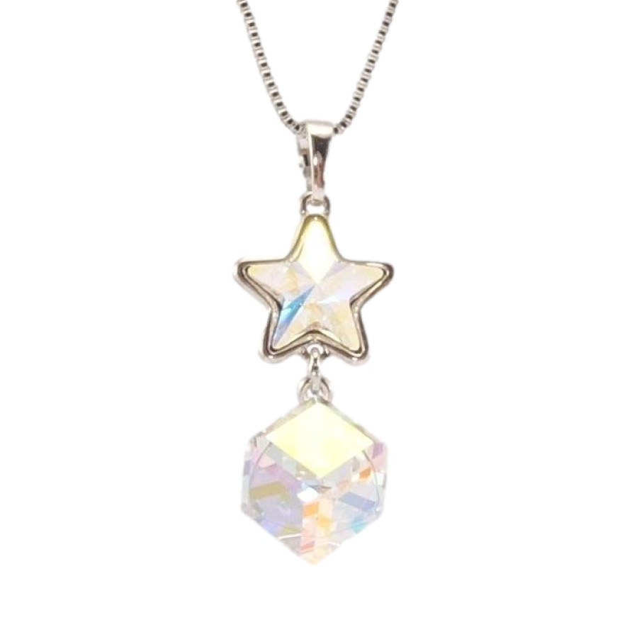 Кулон Xuping цвет Родий с кр-ми Swarovski на цепочке Звезда с кубом кристалл Shimmer дл. 40-45см х 1мм фото №1 Кулон Xuping цвет Родий с кр-ми Swarovski на цепочке Звезда с кубом кристалл Shimmer дл. 40-45см х 1мм фото №1