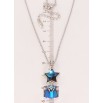 Кулон Xuping колір Родій із кр-ми Swarovski на ланцюжку Зірка з кубом кристал Capri Blue дл. 40-45см х 1мм фото №2 Кулон Xuping колір Родій із кр-ми Swarovski на ланцюжку Зірка з кубом кристал Capri Blue дл. 40-45см х 1мм фото №2