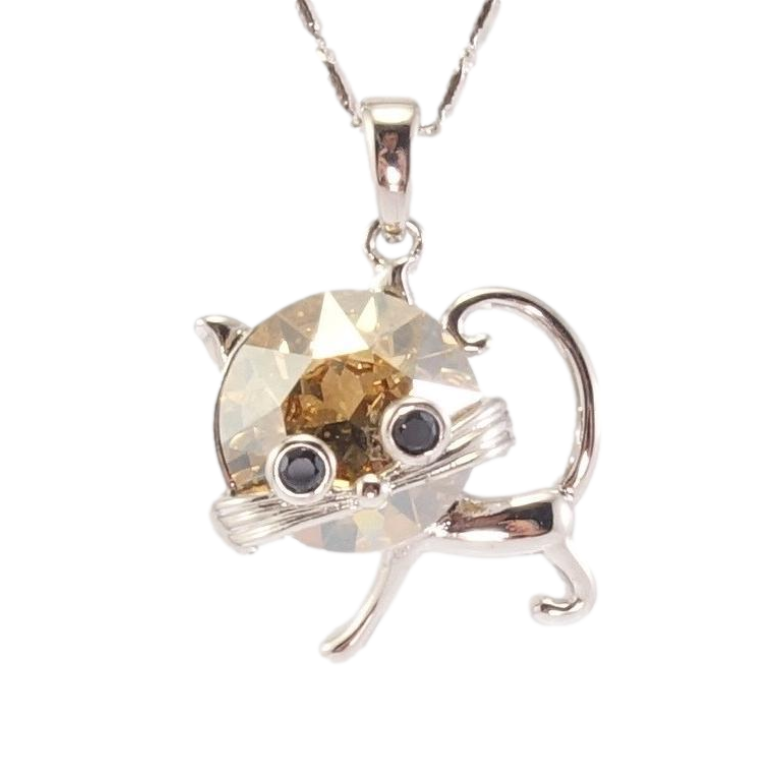 Кулон Xuping колір Родій з кр-ми Swarovski на ланцюжку Кіт кристал Golden Shadow дл. 42,5см х 2мм фото №15 Кулон Xuping колір Родій з кр-ми Swarovski на ланцюжку Кіт кристал Golden Shadow дл. 42,5см х 2мм фото №15
