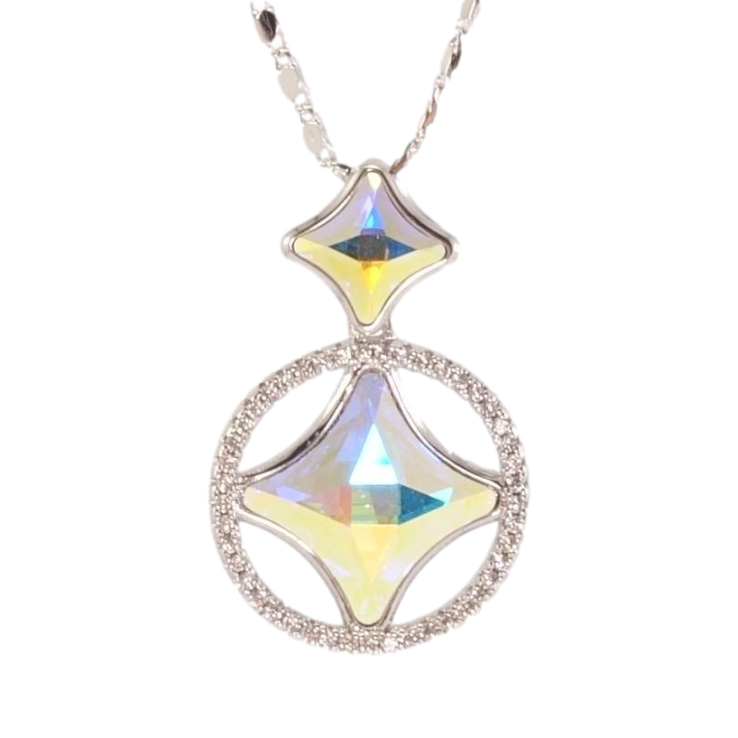 Кулон Xuping колір Родій із кр-ми Swarovski на ланцюжку Фігурні кристали АВ з колом дл. 40-45см х 2мм фото №21