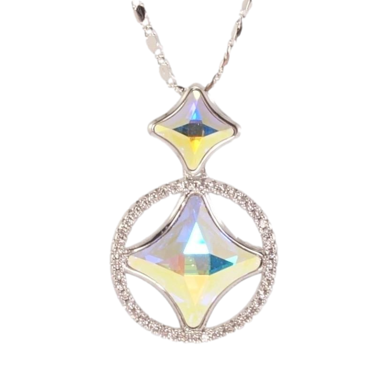 Кулон Xuping колір Родій із кр-ми Swarovski на ланцюжку Фігурні кристали АВ з колом дл. 40-45см х 2мм фото №9
