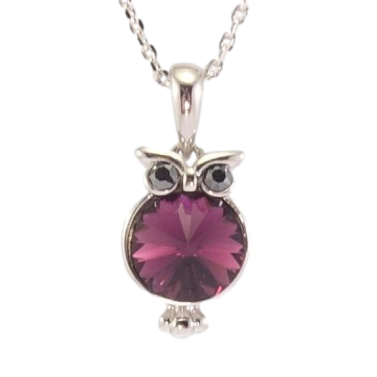 Кулон Xuping колір Родій із кр-ми Swarovski на ланцюжку Сова з кристалом Amethyst дл. 39-44,5см х 1мм фото №22