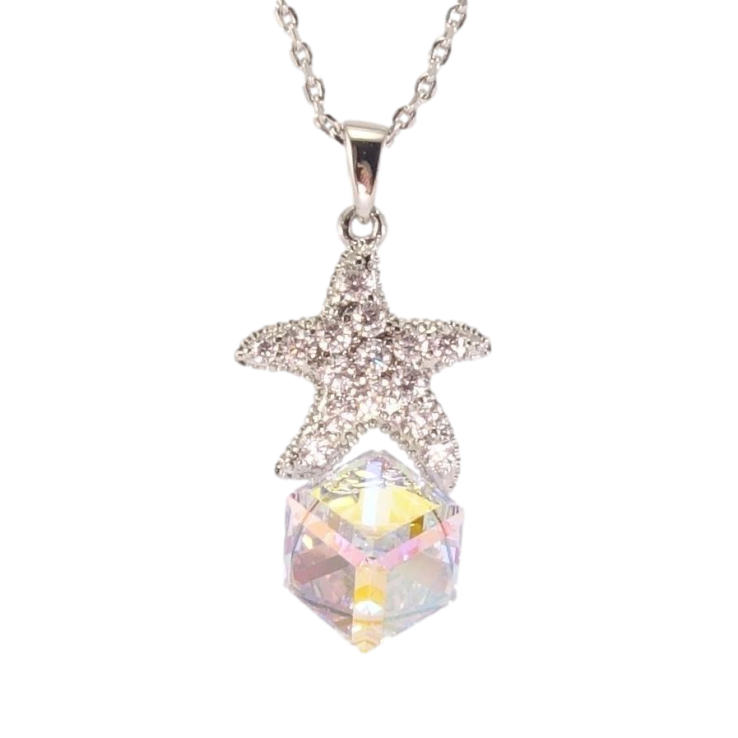 Кулон Xuping колір Родій з кр-ми Swarovski на ланцюжку Кристальний куб Shimmer з морською зіркою дл. 39-44см х 1мм фото №14 Кулон Xuping колір Родій з кр-ми Swarovski на ланцюжку Кристальний куб Shimmer з морською зіркою дл. 39-44см х 1мм фото №14