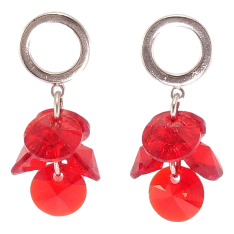 Сережки Xuping колір Родій з кристалами Swarovski пусети Кристали Light Siam на колечках фото №16 Сережки Xuping колір Родій з кристалами Swarovski пусети Кристали Light Siam на колечках фото №16