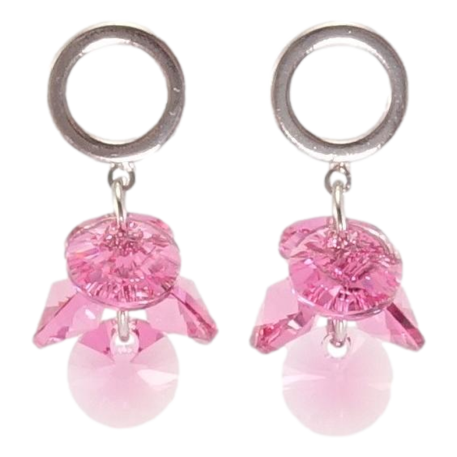 Сережки Xuping колір Родій з кристалами Swarovski пусети Кристали Rose на колечках фото №1 Сережки Xuping колір Родій з кристалами Swarovski пусети Кристали Rose на колечках фото №1
