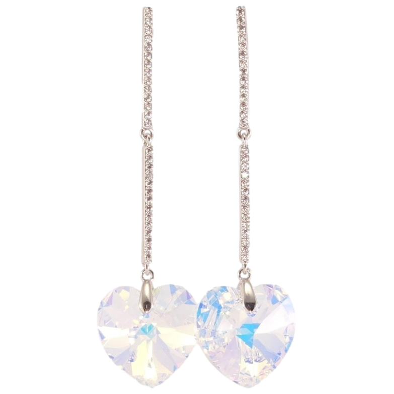 Сережки Xuping колір Родій з кристалами Swarovski пусети Кристальні серця Shimmer на доріжках кристалів фото №6 Сережки Xuping колір Родій з кристалами Swarovski пусети Кристальні серця Shimmer на доріжках кристалів фото №6
