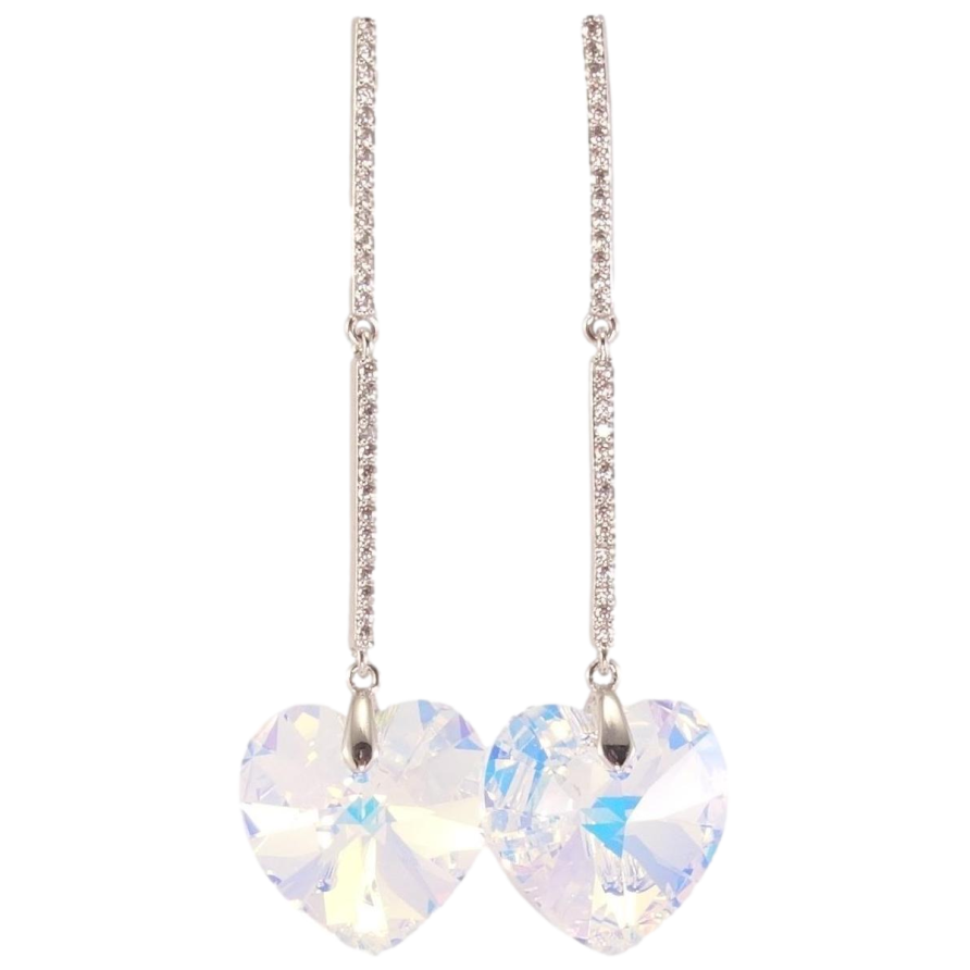 Серьги Xuping цвет Родий с кристаллами Swarovski пусеты Кристальные сердечки Shimmer на дорожках кристаллов фото №1 Серьги Xuping цвет Родий с кристаллами Swarovski пусеты Кристальные сердечки Shimmer на дорожках кристаллов фото №1