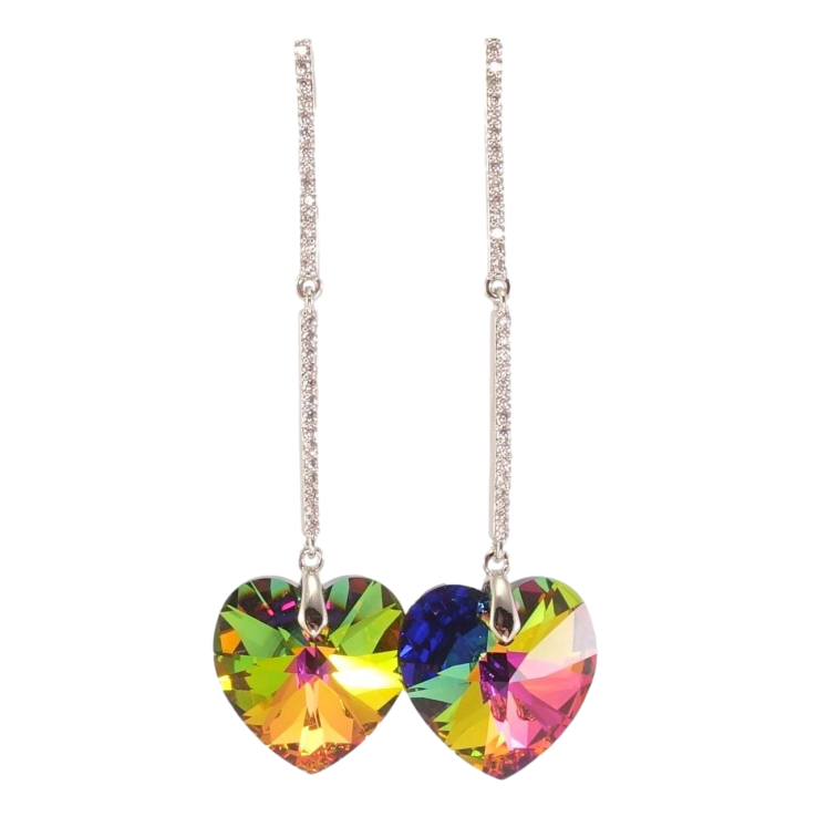 Сережки Xuping колір Родій з кристалами Swarovski пусети Кристальні серця Vitrail на доріжках кристалів фото №14 Сережки Xuping колір Родій з кристалами Swarovski пусети Кристальні серця Vitrail на доріжках кристалів фото №14
