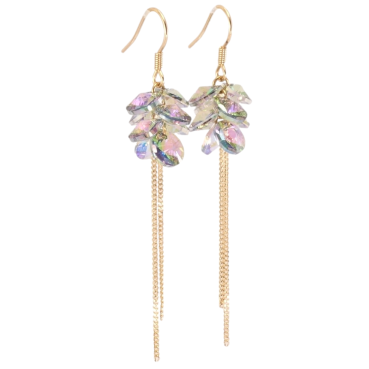 Серьги Xuping цвет 18K с кристаллами Swarovski французский замок Кристаллы Paradise Shine с цепочками фото №13