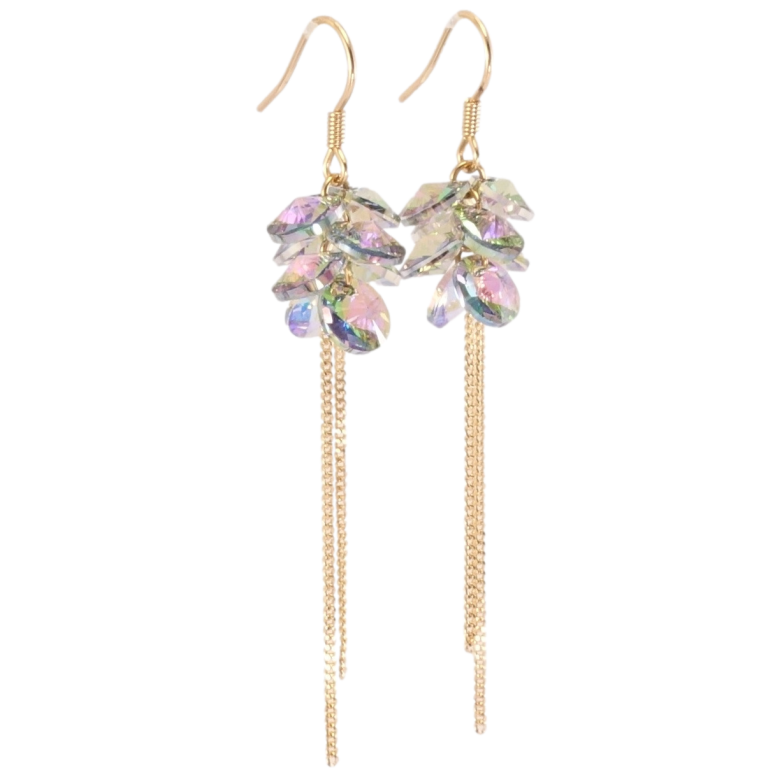 Серьги Xuping цвет 18K с кристаллами Swarovski французский замок Кристаллы Paradise Shine с цепочками фото №3